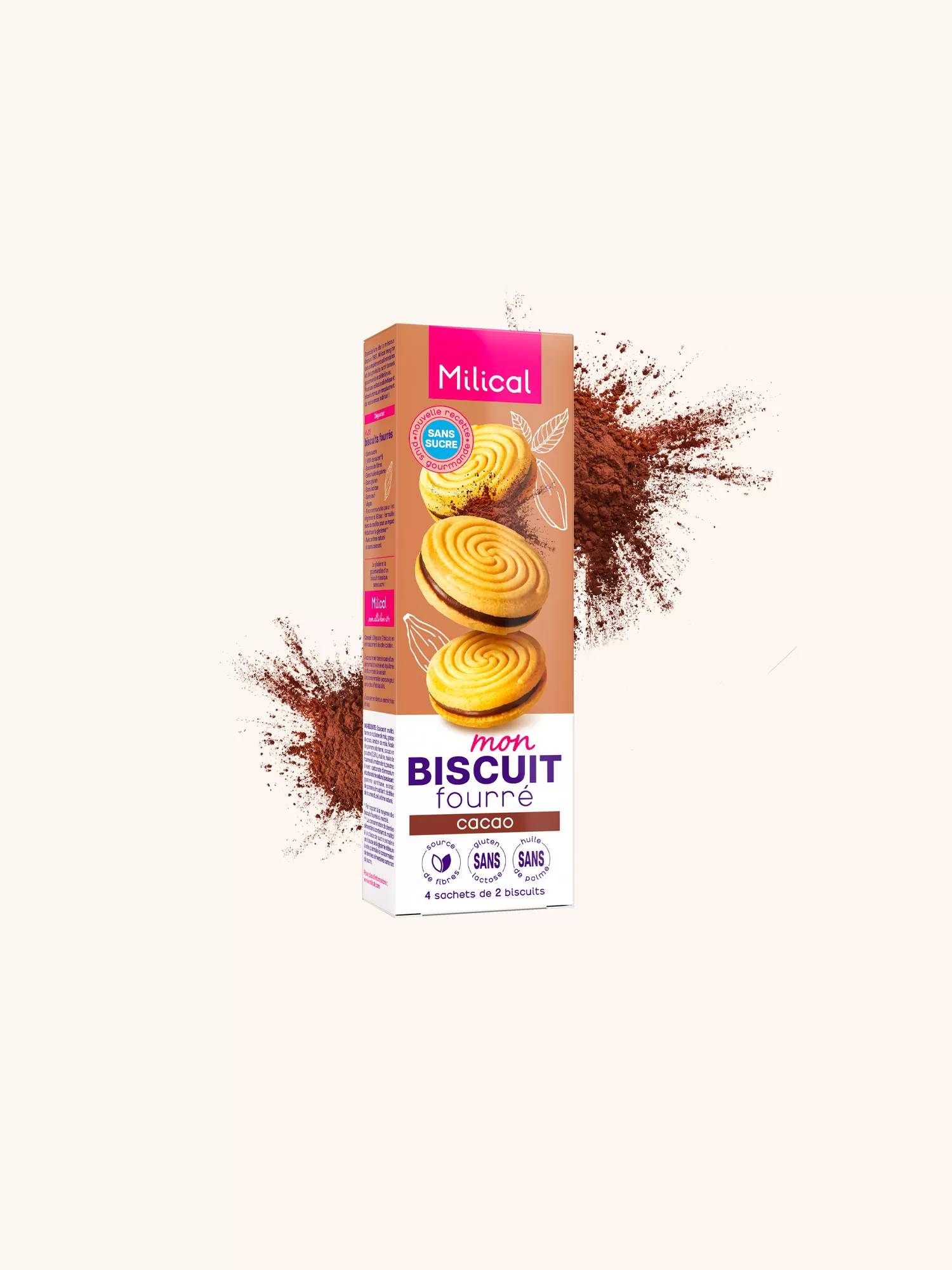 Biscuit cacao fourré saveur vanille
