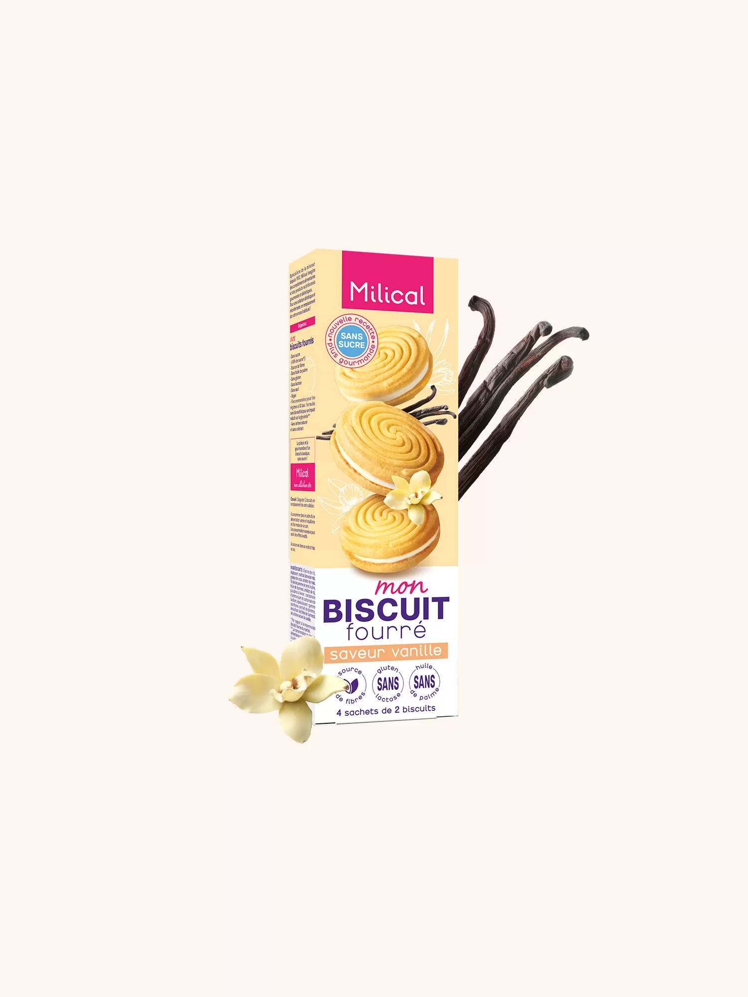 Biscuit cacao fourré saveur vanille