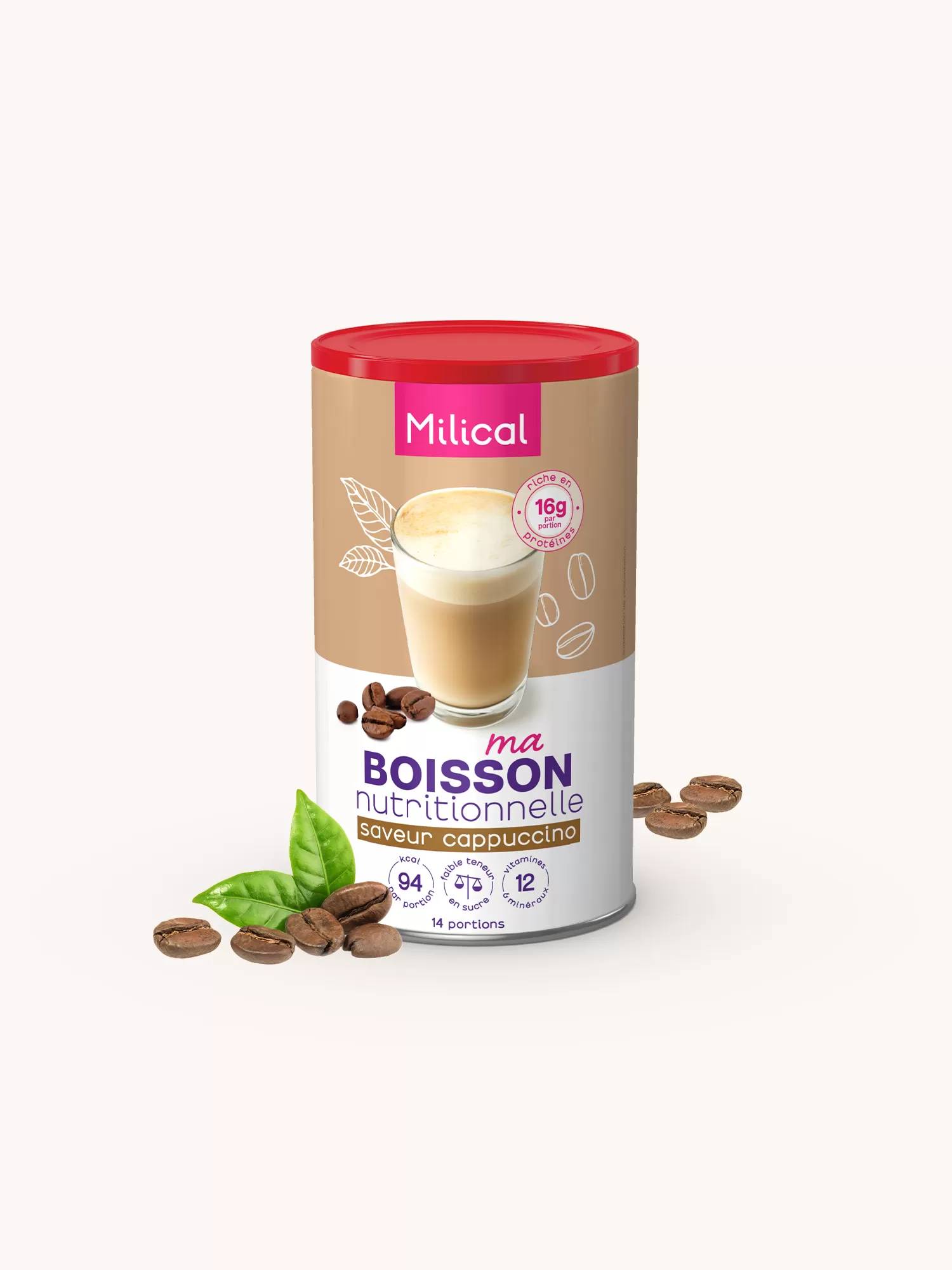 Boisson chaude hyperprotéinée saveur cappuccino
